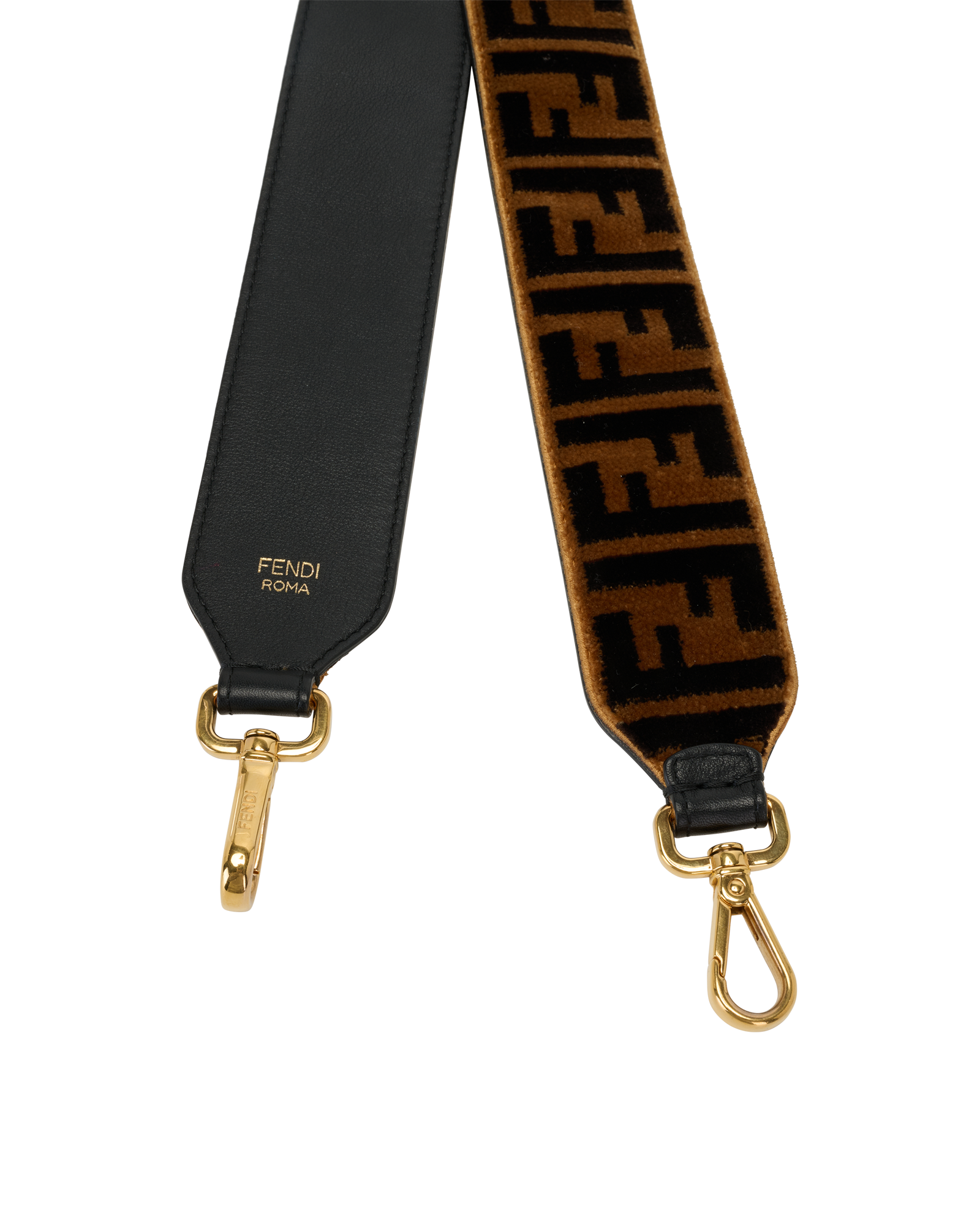 Fendi Zucca Bag Strap, &pound;350, Accessories, Black/Brown, Leather/Velvet, Other view